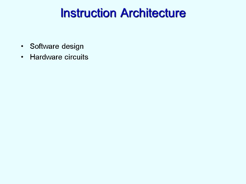 Instruction Architecture Software design Hardware circuits